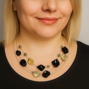 Multi-Strand Silver Colorful Seashell Beads Illusion Necklace - Women's Jewelry